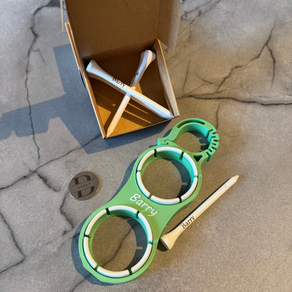 Custom Golf Gift Set – Personalised Ball Holder, Marker, Balls & Tees