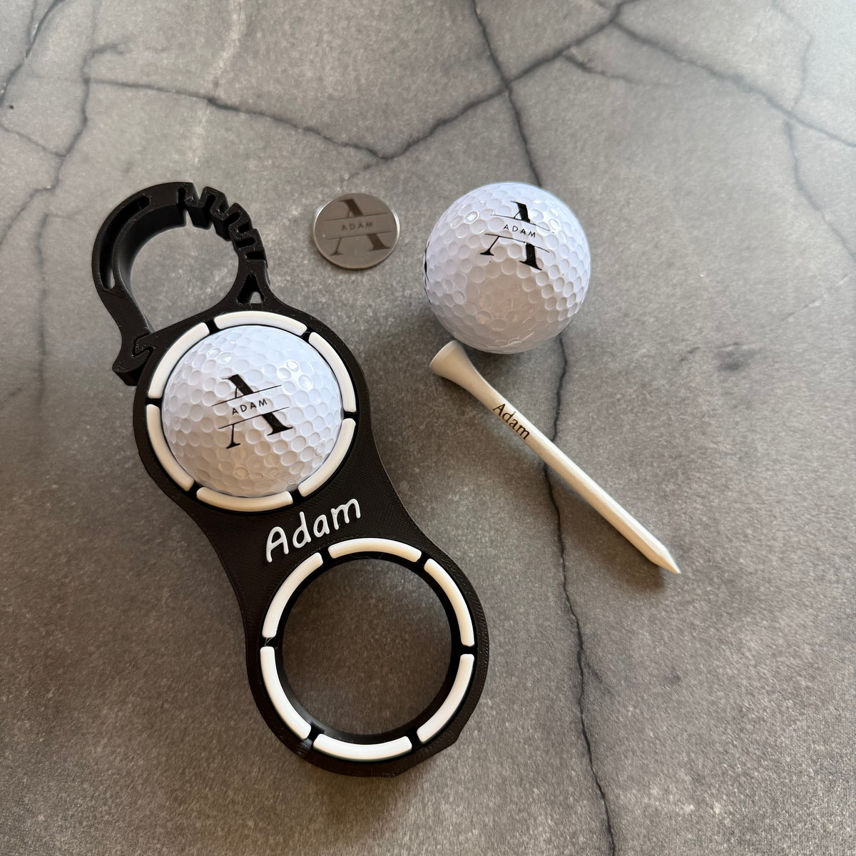 Custom Golf Gift Set – Personalised Ball Holder, Marker, Balls & Tees