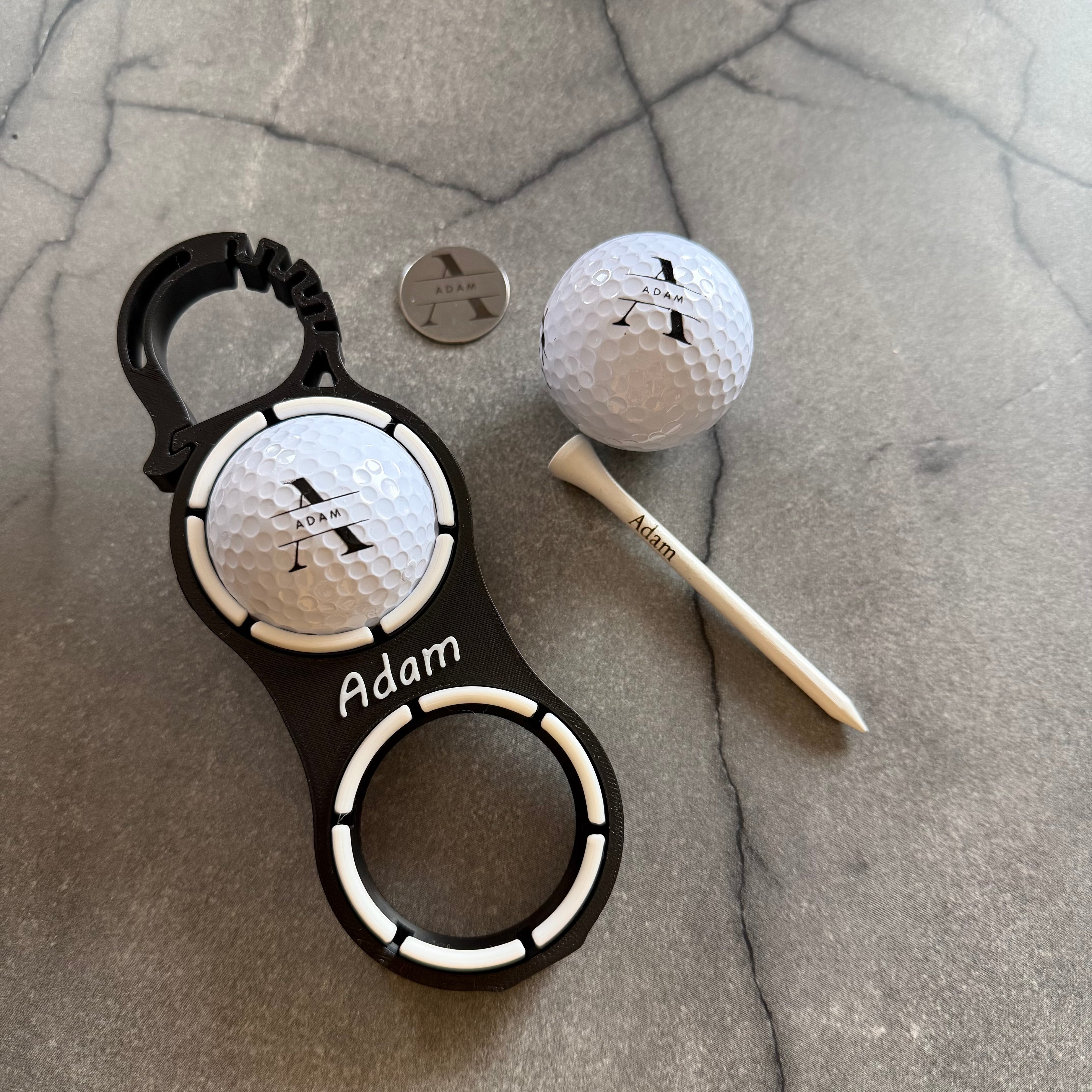 Custom Golf Gift Set – Personalised Ball Holder, Marker, Balls & Tees