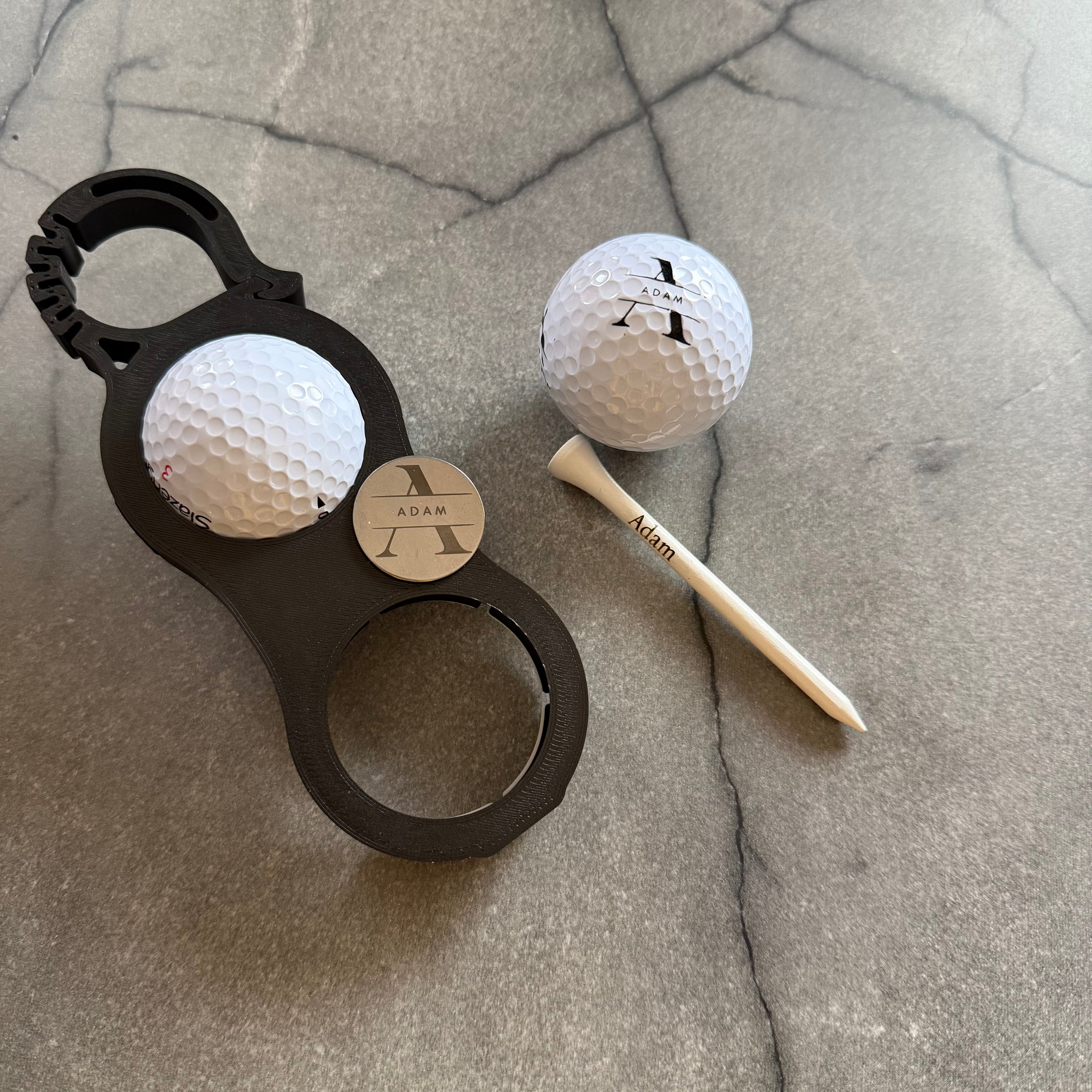 Custom Golf Gift Set – Personalised Ball Holder, Marker, Balls & Tees
