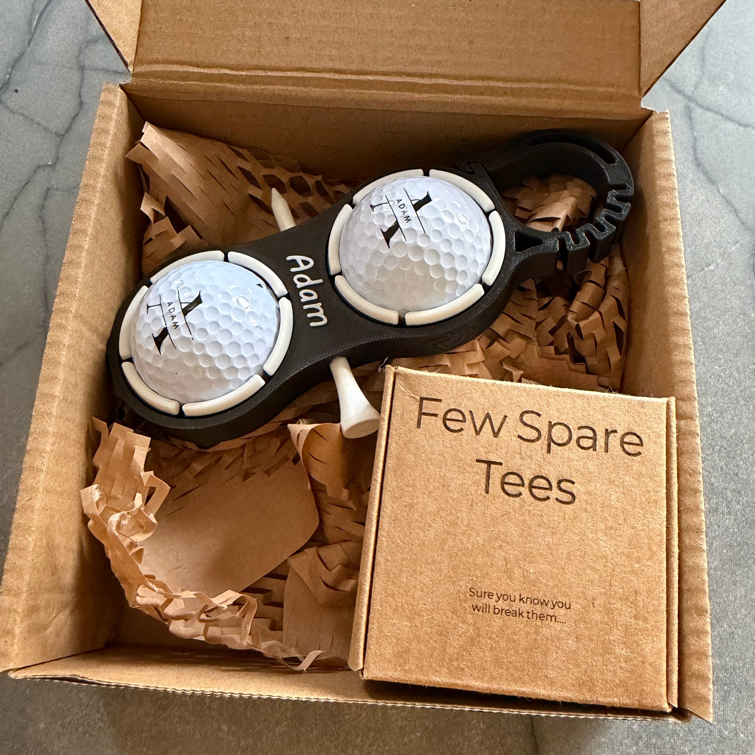 Custom Golf Gift Set – Personalised Ball Holder, Marker, Balls & Tees