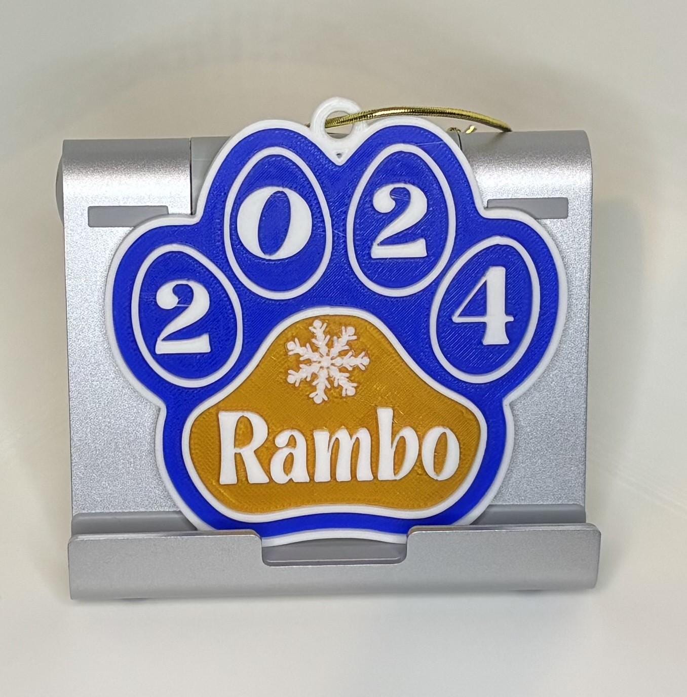 Custom Dog Paw Christmas Ornament - Personalized with Name & Year